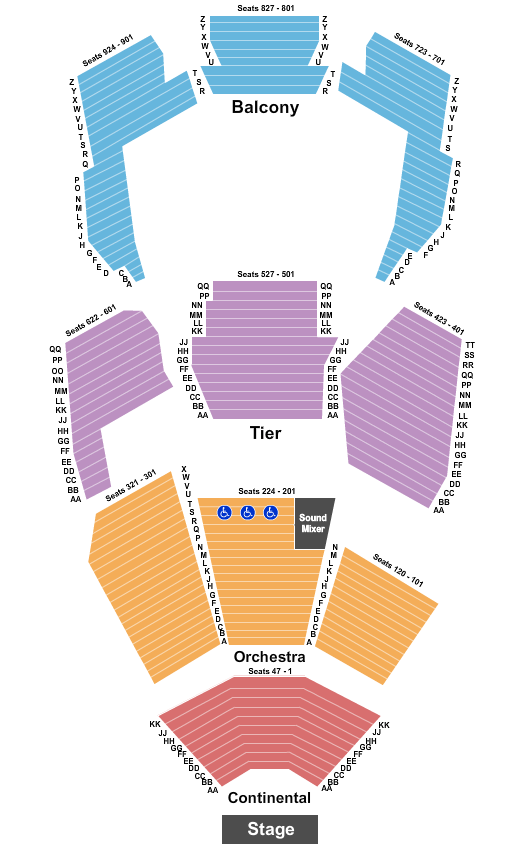 BJCC Concert Hall Wicked Seating Chart